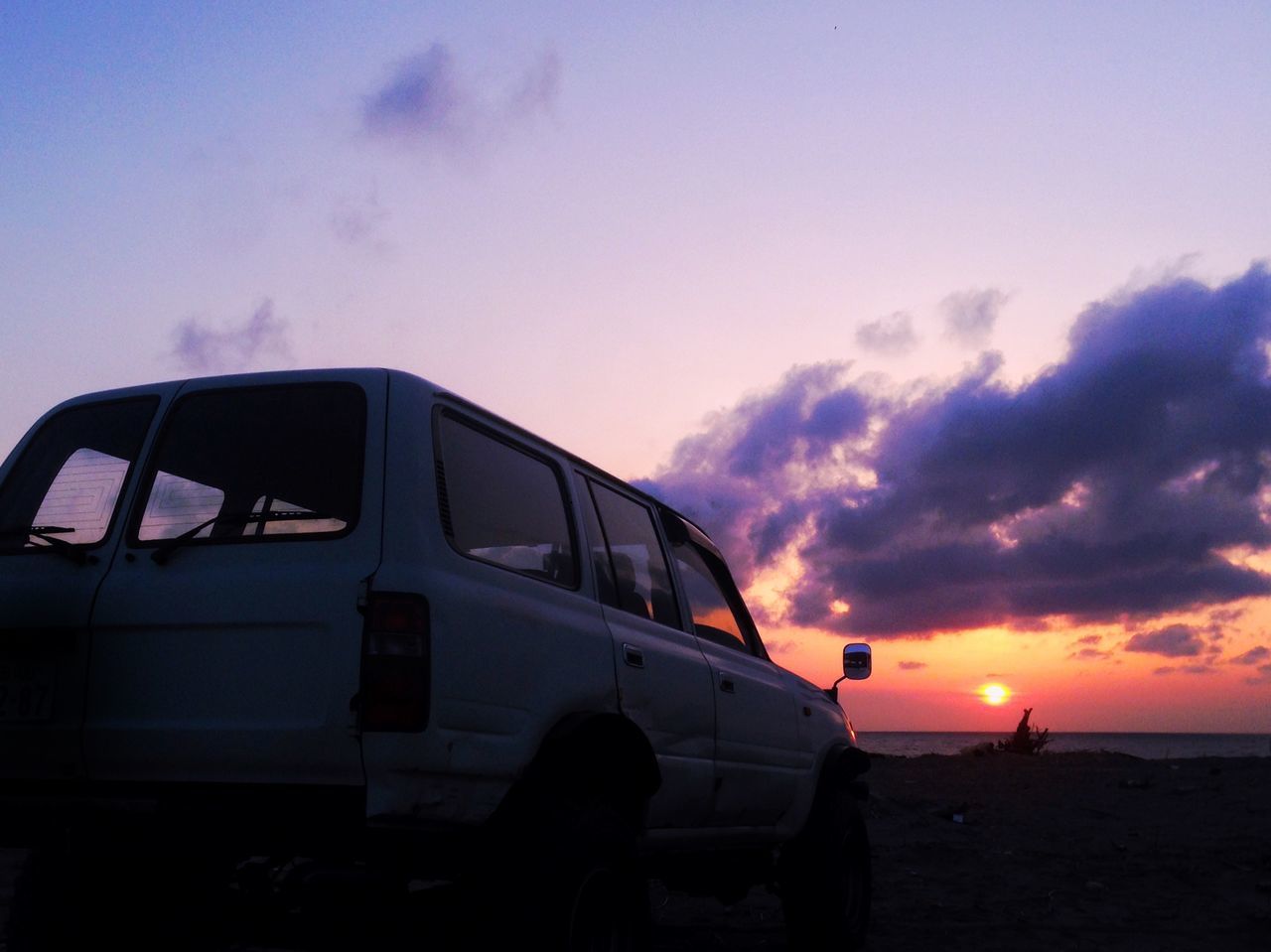 sunset, sky, transportation, mode of transport, cloud - sky, sea, no people, outdoors, beach, day