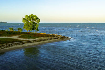 Scenic view of sea against clear sky