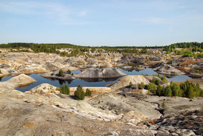 Scenic view of rocks against sky