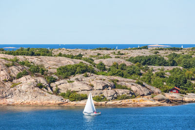 Scenic view of sea against clear sky