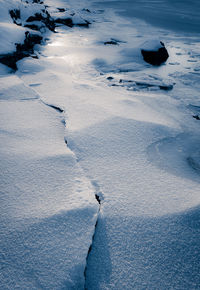 Scenic view of frozen sea during winter