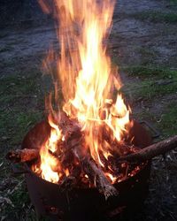 Close-up of bonfire at night