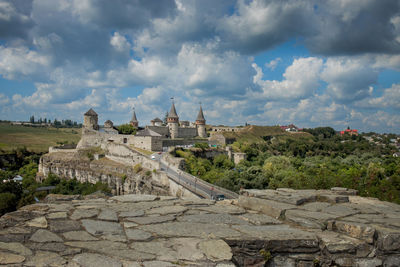 View of temple against cloudy sky