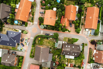 High angle view of street in city