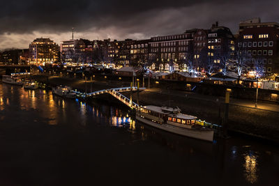 Illuminated buildings at night