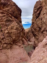 Low angle view of rock formations