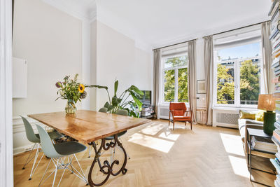 Empty chairs and table at home