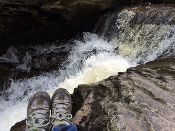 Water flowing through rocks