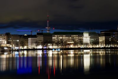 Illuminated city at night