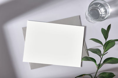High angle view of empty book on table