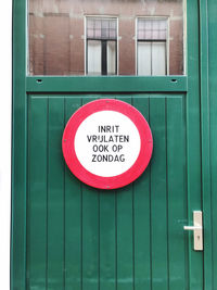 Information sign on door