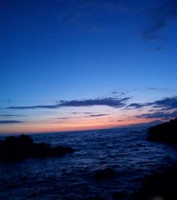 Scenic view of sea against sky at sunset