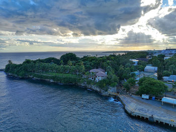 Scenic view of sea against sky at sunset