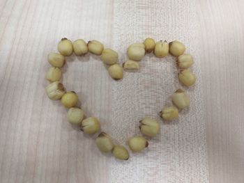 Directly above shot of heart shape on table