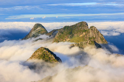 Scenic view of rocks against sky