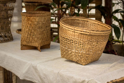 Close-up of wicker basket