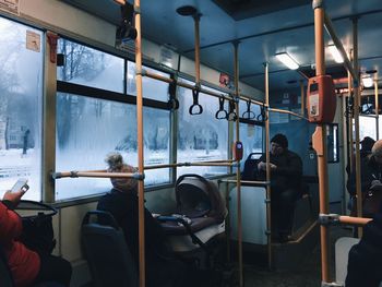 View of bus in car