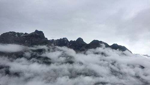 Low angle view of mountains against sky