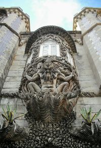 Close-up of statue against building