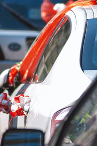 Close-up of car on side-view mirror