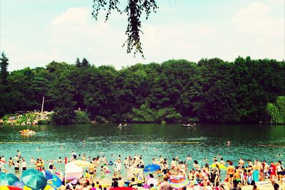 Tourists enjoying in river