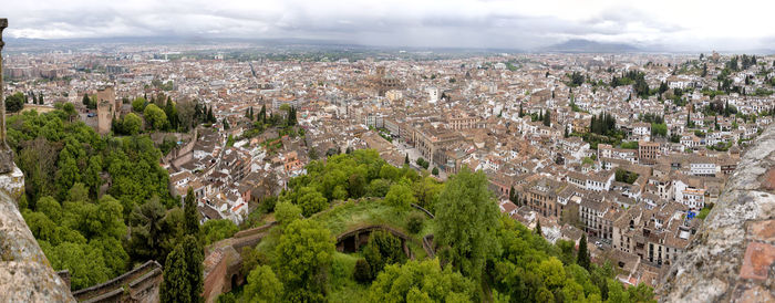 High angle view of townscape against sky