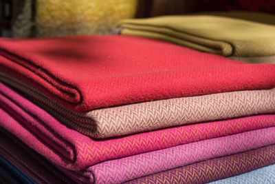 Close-up of colorful fabrics