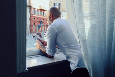 Man on window