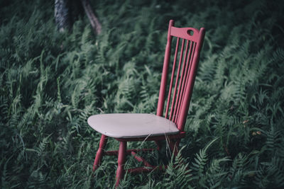 Close-up of empty chairs