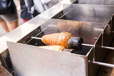 Close-up of meat on barbecue grill