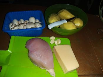 High angle view of candies on table