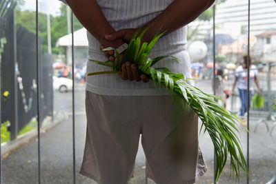 People are seen participating in the palm sunday celebration in the city of salvador, bahia.