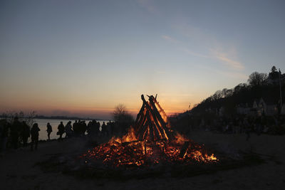 Hamburg, germany, april 2022. easter fire at the river elbe in blankenese, hamburg, germany.