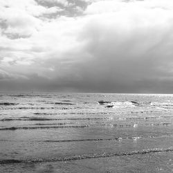 Scenic view of sea against cloudy sky