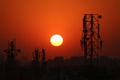 Silhouette of building during sunset