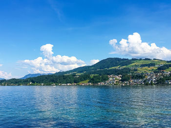 Scenic view of sea against cloudy sky