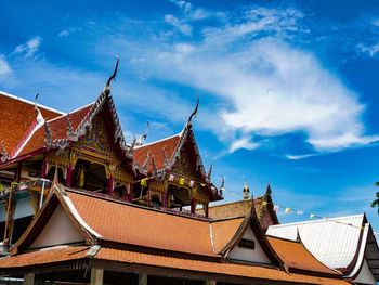 Low angle view of temple against sky