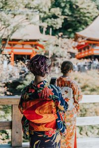 Women wearing kimono in city