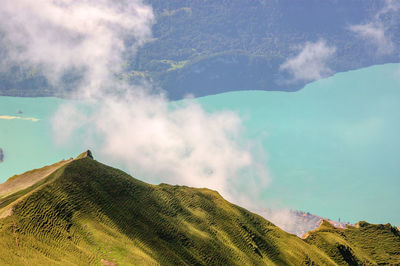 Lake brienz seen from brienzer rothorn in switzerland.