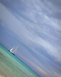 Scenic view of sea against cloudy sky