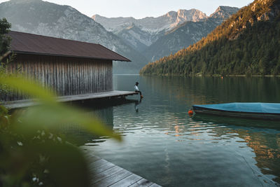 Scenic view of lake against mountains