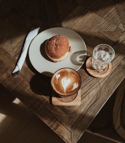 High angle view of coffee on table