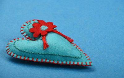 Close-up of heart shape craftwork on table