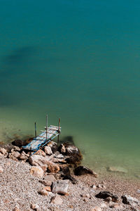 Pier on rock at beach 