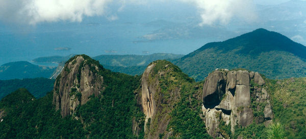 Panoramic view of landscape against cloudy sky