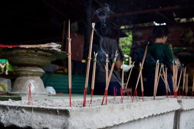 Panoramic view of temple against building
