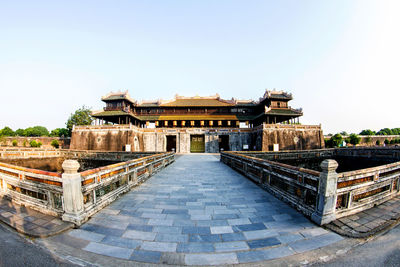 View of historic building against clear sky