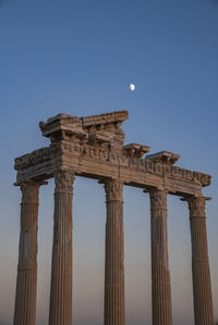 Temple of apollo under clear blue sky at dusk in side, turkey