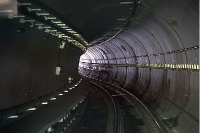 High angle view of illuminated tunnel