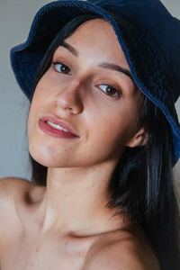 Close-up portrait of beautiful young woman